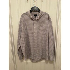 Van Heusen Mens XXL Plaid Button-Down Shirt 55% Cotton &‎ 45% Polyester